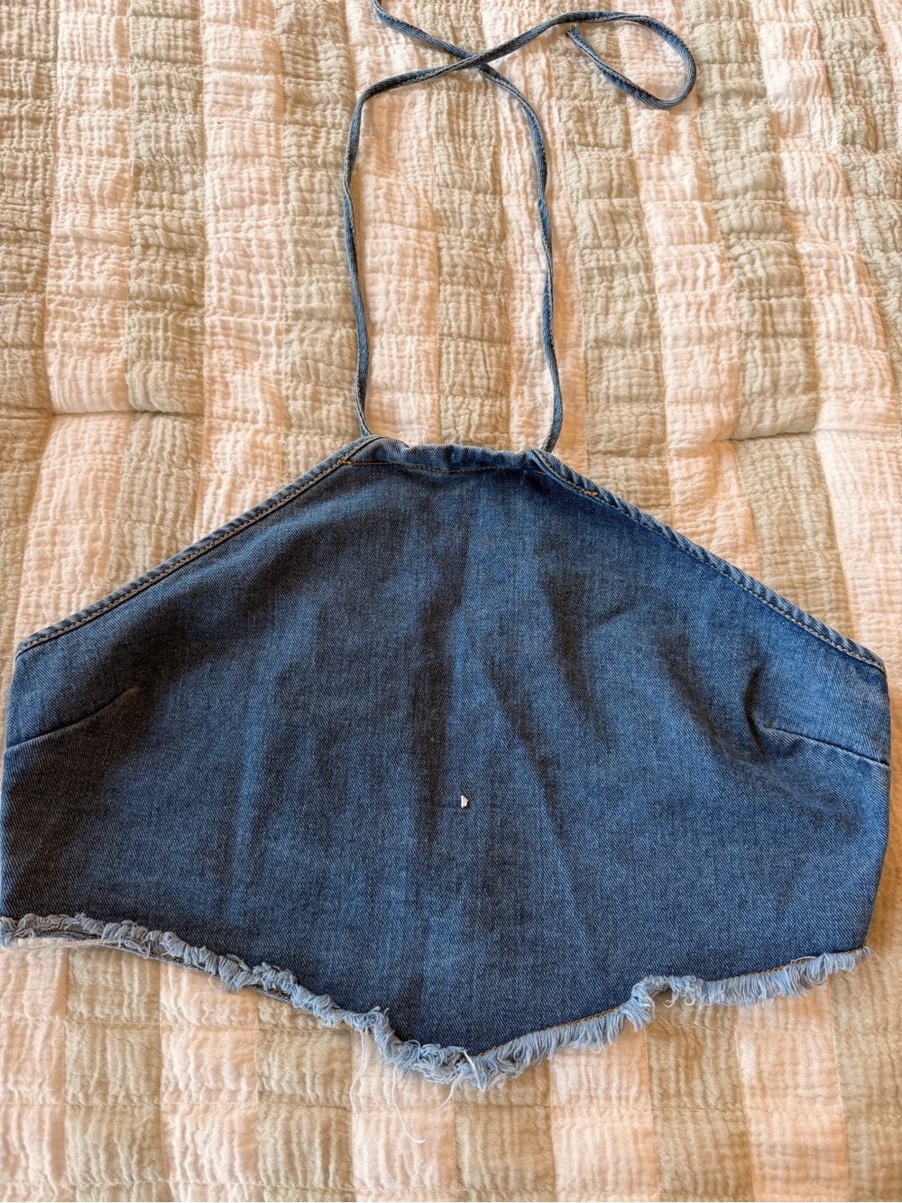Fashion nova Denim Halter Crop Top in Blue